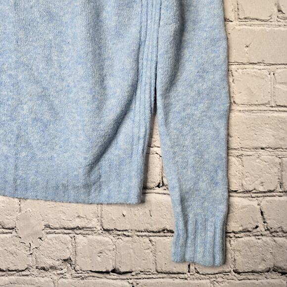 J Crew Point Sur Mock Neck Celestial Blue Wool Blend Knit Sweater Size Small - Picture 6 of 13
